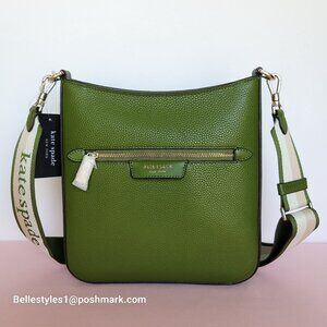 KATE SPADE Hudson Pebbled Leather Small Messenger Crossbody-Jungle Vine ⭐